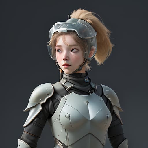  girl, humanity, wearing biological armor, shell, fully enclosed helmet, (solo: 1.5), dynamic, best quality, masterpiece, c4d, ponytail.