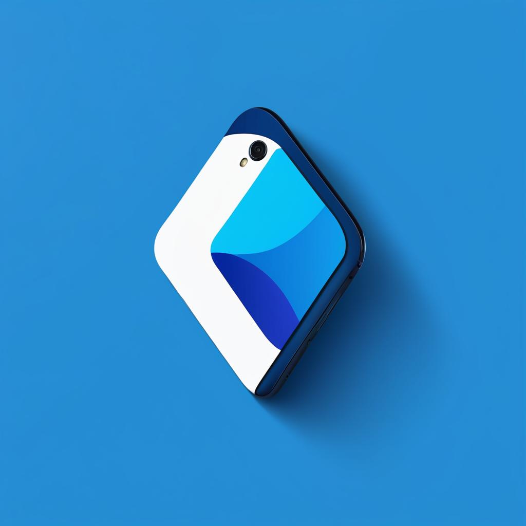  smartphone, manufacturing company, logo, simple design, modern font, minimalistic, blue color, geometric shapes, contemporary style, digital trends, innovative look, graphic design, vector graphics, clean and crisp, 2d, flat design, high resolution, details clarity.