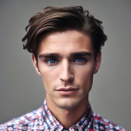 portrait+ style British queer fashion stylist brunette hunk dude face