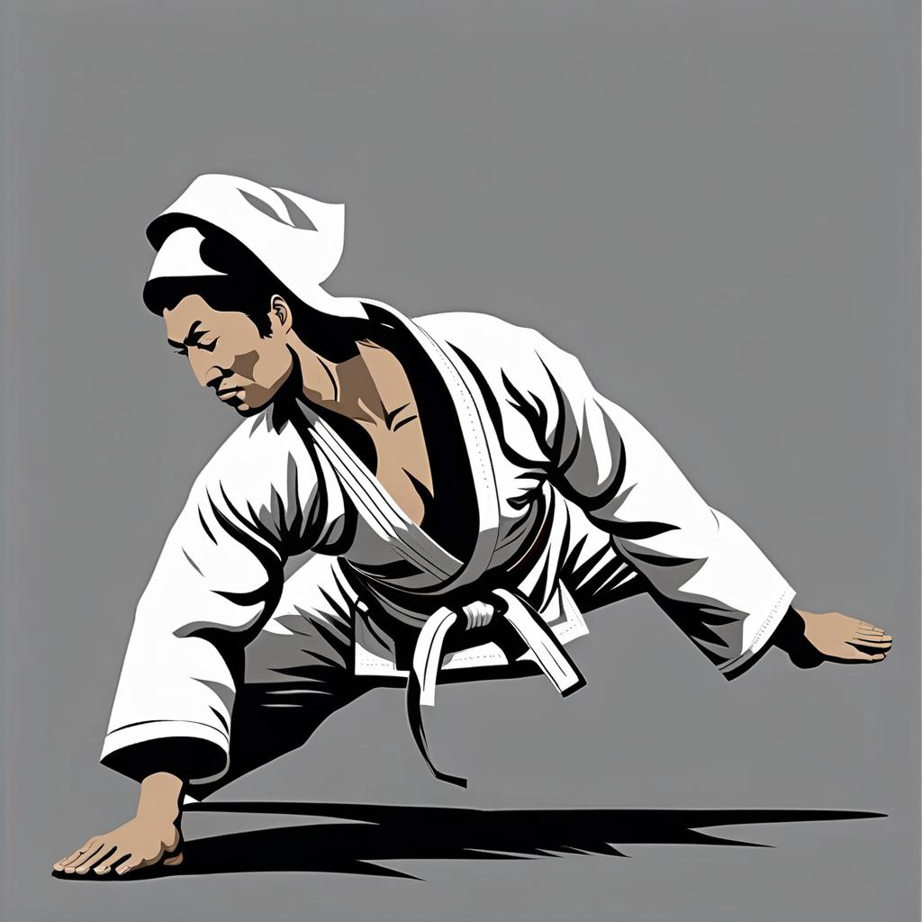  minimalist style judo, struggle, vector image . simple, clean, uncluttered, modern, elegant, t shirt design hyperrealistic, full body, detailed clothing, highly detailed, cinematic lighting, stunningly beautiful, intricate, sharp focus, f/1. 8, 85mm, (centered image composition), (professionally color graded), ((bright soft diffused light)), volumetric fog, trending on instagram, trending on tumblr, HDR 4K, 8K