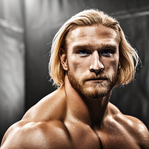 portrait+ style WWE superstar blonde hunk dude face