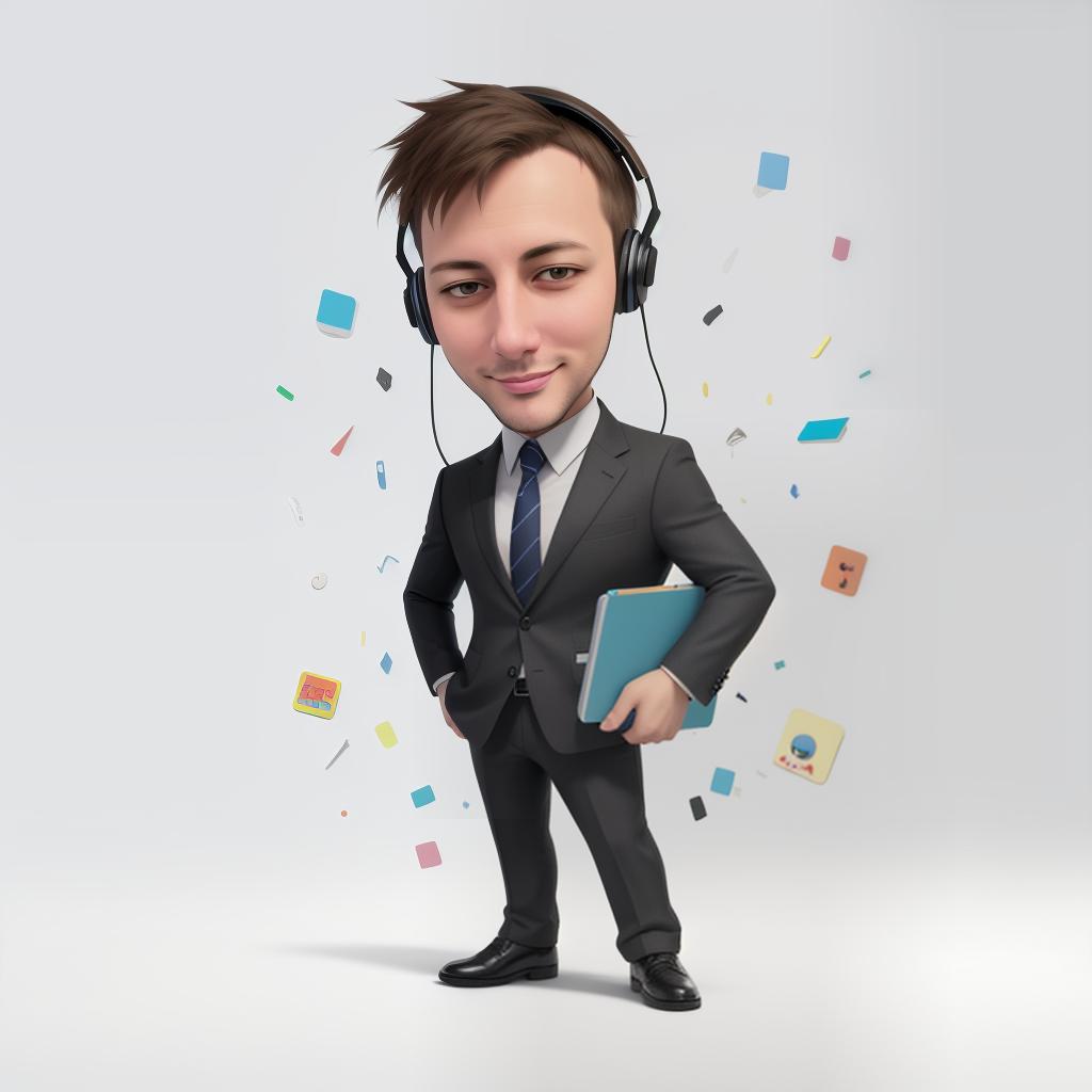  a professional cartoon character of a a business man with notebook, full body shot, mascot, clean background, (4k, best quality, masterpiece:1.2), ultrahigh res, highly detailed, sharp focus, (perfect image composition),(centered image composition) <lora:stickersredmond:1>