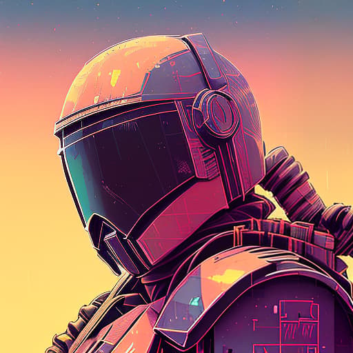 nvinkpunk mandalorian., vintage, pixelated, scanlines, halftone, by paul robertson, henk nieborg, valenberg, octavi navarro, mark ferrari