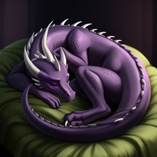  Ender Dragon, Feral Dragon, Cute, sleeping, fluffy, open eyes, digital art, masterpiece, 4k, fine details,