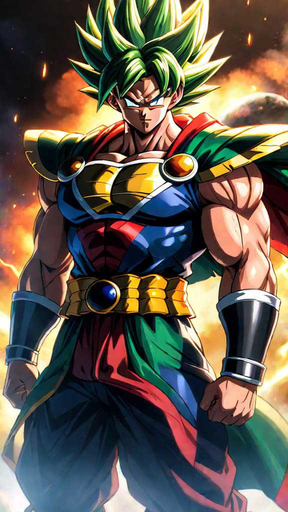  anime art of bardock from dragon ball being nursed by aliens and training to become stronger hyperrealistic, full body, detailed clothing, highly detailed, cinematic lighting, stunningly beautiful, intricate, sharp focus, f/1. 8, 85mm, (centered image composition), (professionally color graded), ((bright soft diffused light)), volumetric fog, trending on instagram, trending on tumblr, HDR 4K, 8K