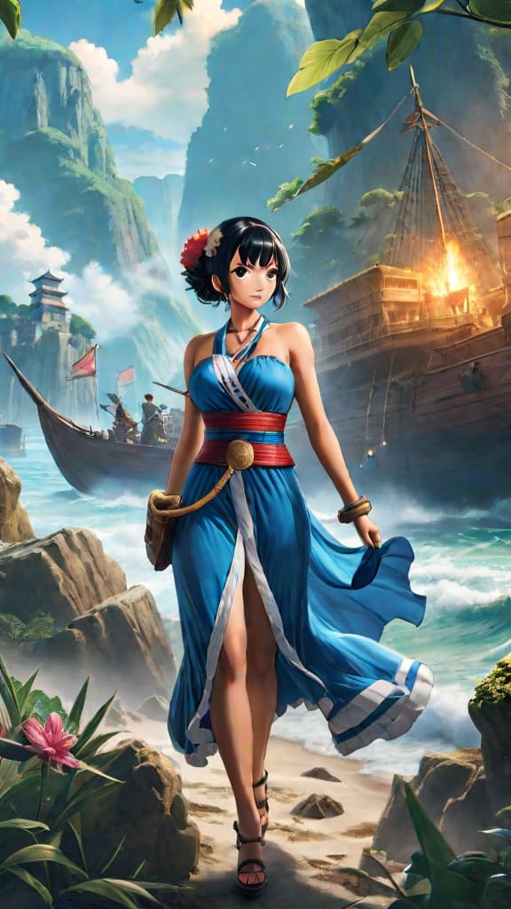  anime art: a lost civilization harnesses power to dominate the seas in one piece lore. hyperrealistic, full body, detailed clothing, highly detailed, cinematic lighting, stunningly beautiful, intricate, sharp focus, f/1. 8, 85mm, (centered image composition), (professionally color graded), ((bright soft diffused light)), volumetric fog, trending on instagram, trending on tumblr, HDR 4K, 8K