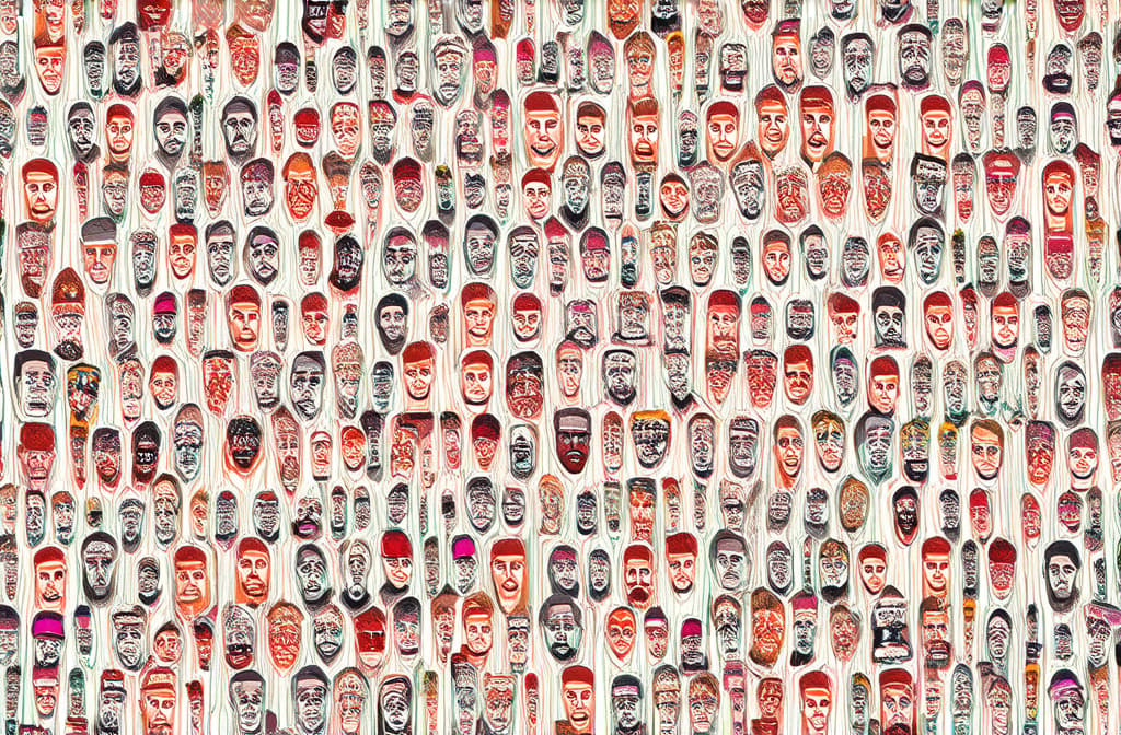  people faces seamless pattern of hand drawn faces of different nationalities ar 3:2 {prompt}, maximum details