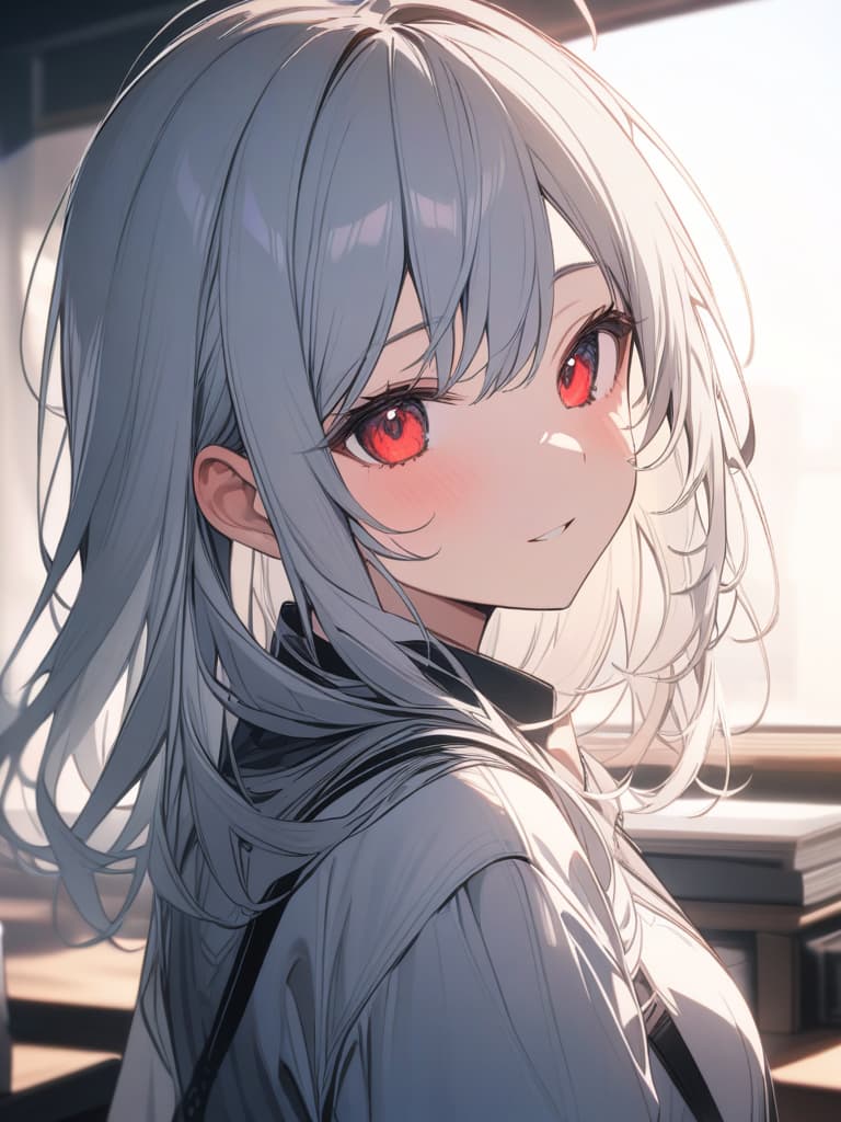  , cute, silver hair, red eyes, a relentless, , masterpiece, best quality,8k,ultra detailed,high resolution,an extremely delicate and beautiful,hyper detail