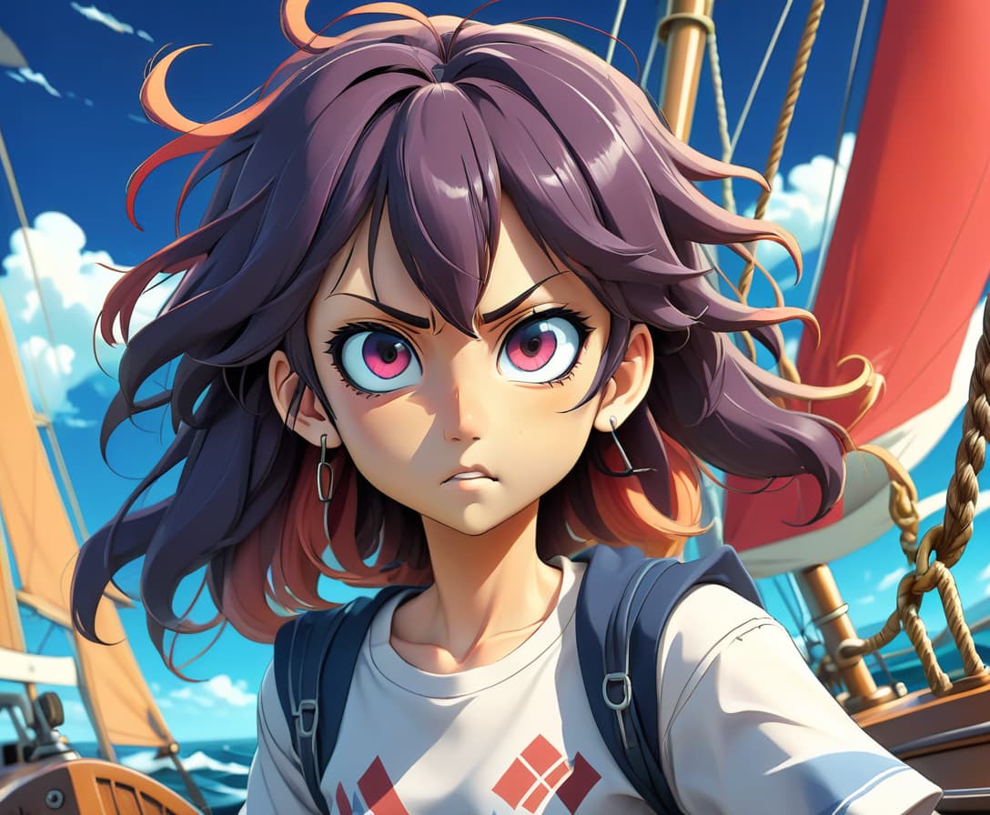  anime artwork sailboat . anime style, key visual, vibrant, studio anime, highly detailed, t shirt design