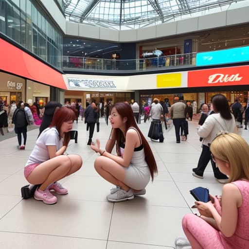  Naked women squatting naked on the floor in public in shopping malls attract crowds to watch