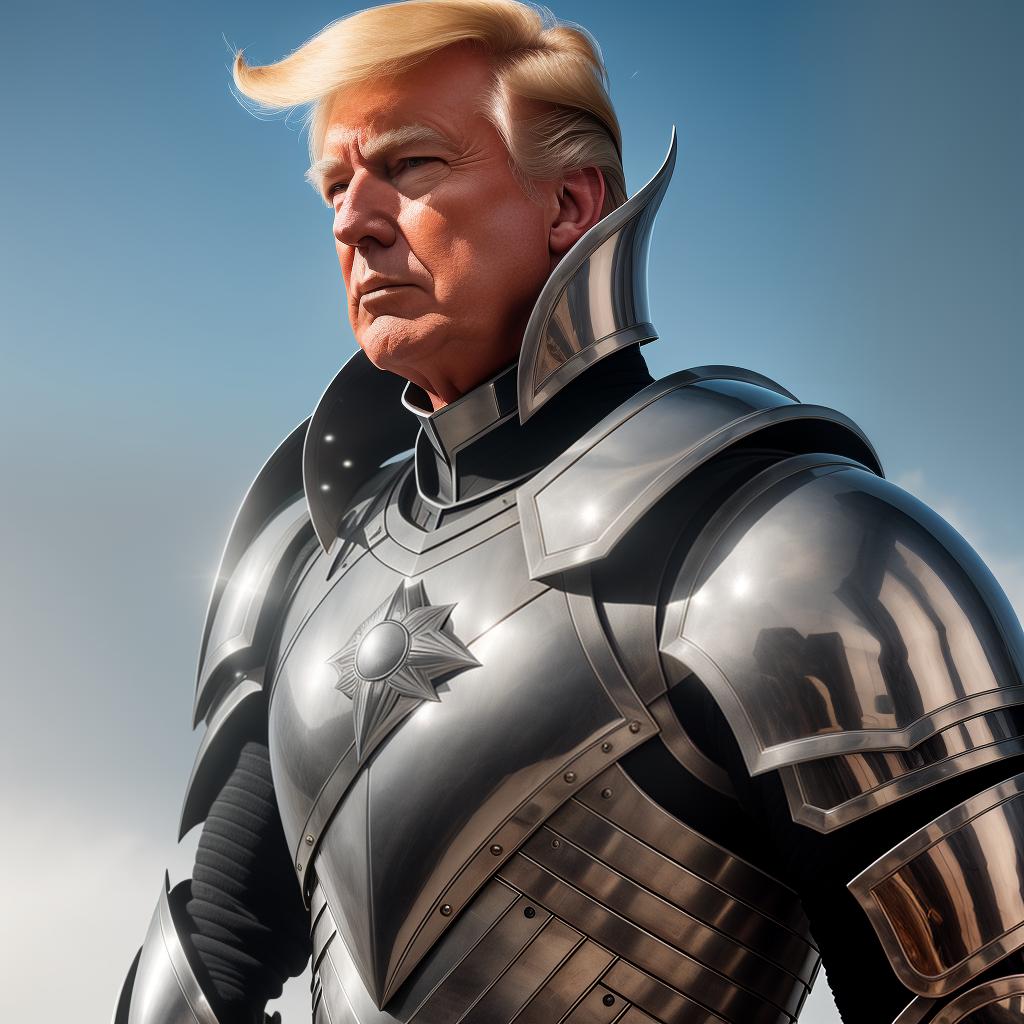  Donald Trump in Knight Armor, (high detailed skin:1.2), 8k uhd, dslr, soft lighting, high quality, film grain, Fujifilm XT3 hyperrealistic, full body, detailed clothing, highly detailed, cinematic lighting, stunningly beautiful, intricate, sharp focus, f/1. 8, 85mm, (centered image composition), (professionally color graded), ((bright soft diffused light)), volumetric fog, trending on instagram, trending on tumblr, HDR 4K, 8K