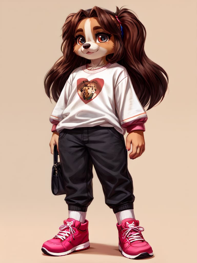  swf anthropomorphic english cocker spaniel female curvy, standing in an oversized tshirt no background