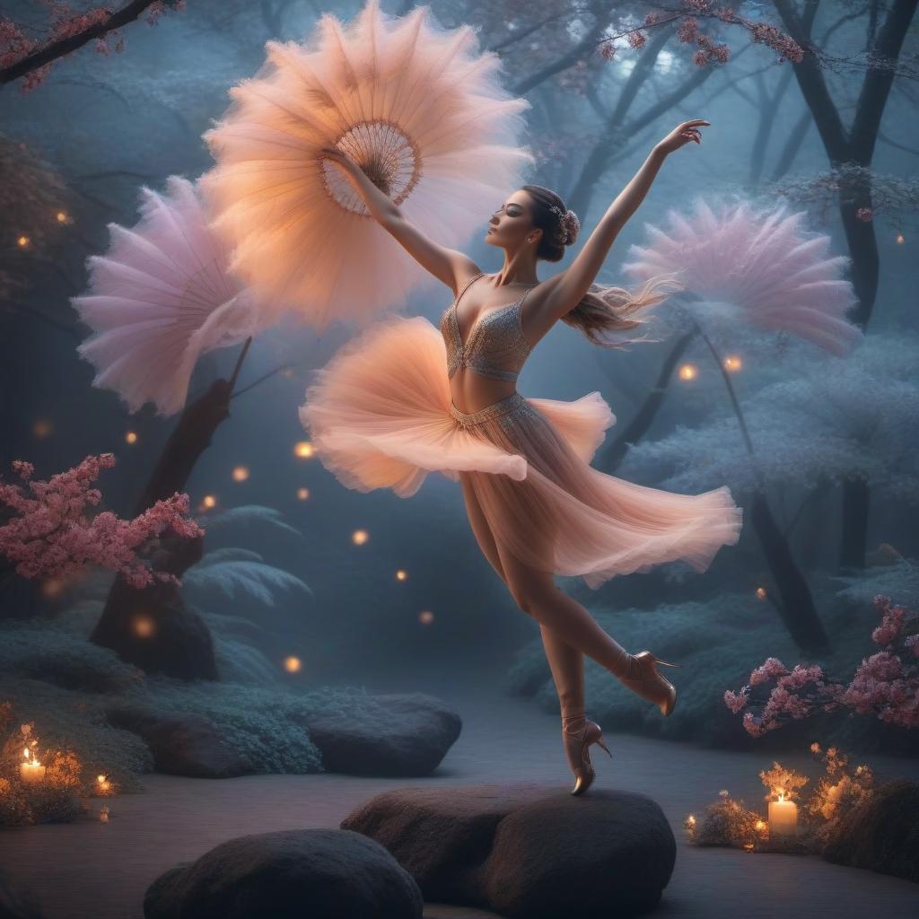  A beautiful dance hyperrealistic, full body, detailed clothing, highly detailed, cinematic lighting, stunningly beautiful, intricate, sharp focus, f/1. 8, 85mm, (centered image composition), (professionally color graded), ((bright soft diffused light)), volumetric fog, trending on instagram, trending on tumblr, HDR 4K, 8K