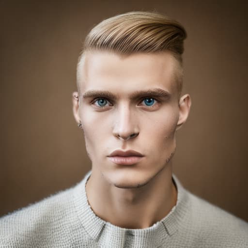 portrait+ style Russian LGBT queer fashion model blonde hunk dude face