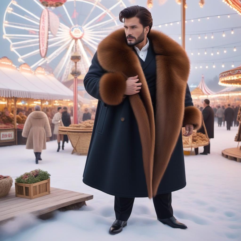  Actor Chaliapin at the fair A big beautiful fur coat hyperrealistic, full body, detailed clothing, highly detailed, cinematic lighting, stunningly beautiful, intricate, sharp focus, f/1. 8, 85mm, (centered image composition), (professionally color graded), ((bright soft diffused light)), volumetric fog, trending on instagram, trending on tumblr, HDR 4K, 8K