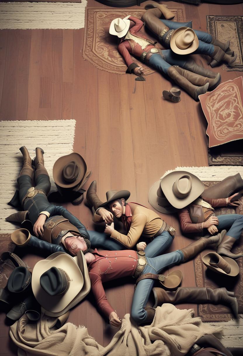  wild west: lots of cowboys lying on the floor