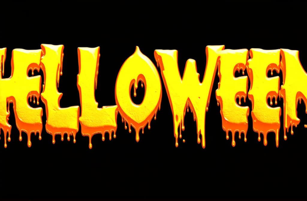  big letters helloween orange as if made of paint on a black background in the middle ar 3:2 {prompt}, maximum details