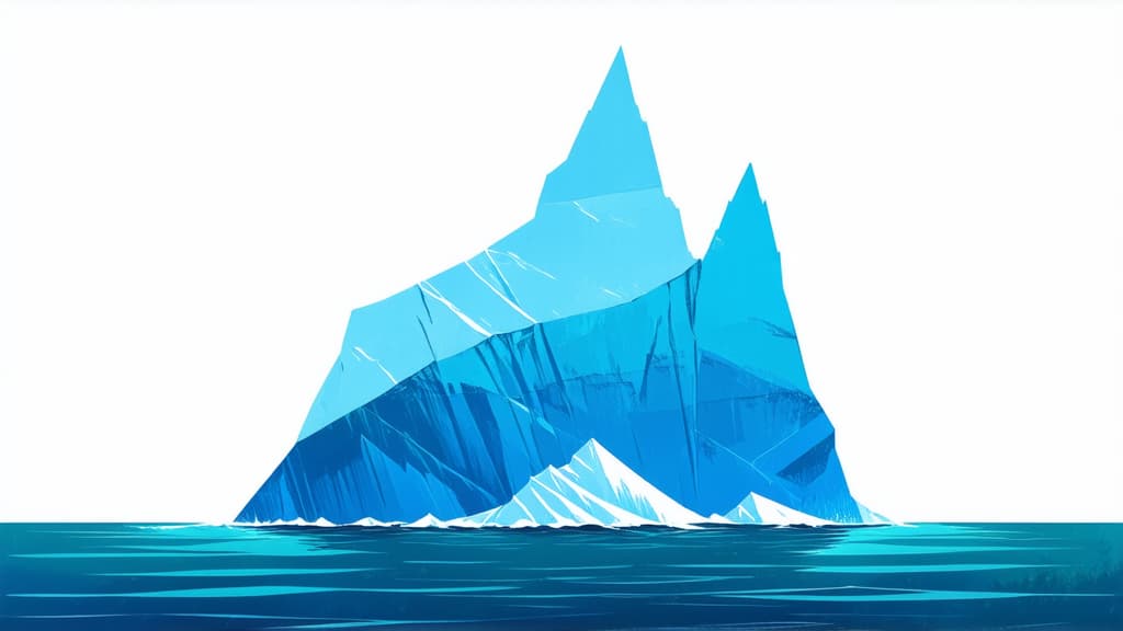  flat illustration, flaticon, (illustration:1.15), iceberg on a white background ar 16:9, [cory loftis, strobist, pascal campion :: 0.2]