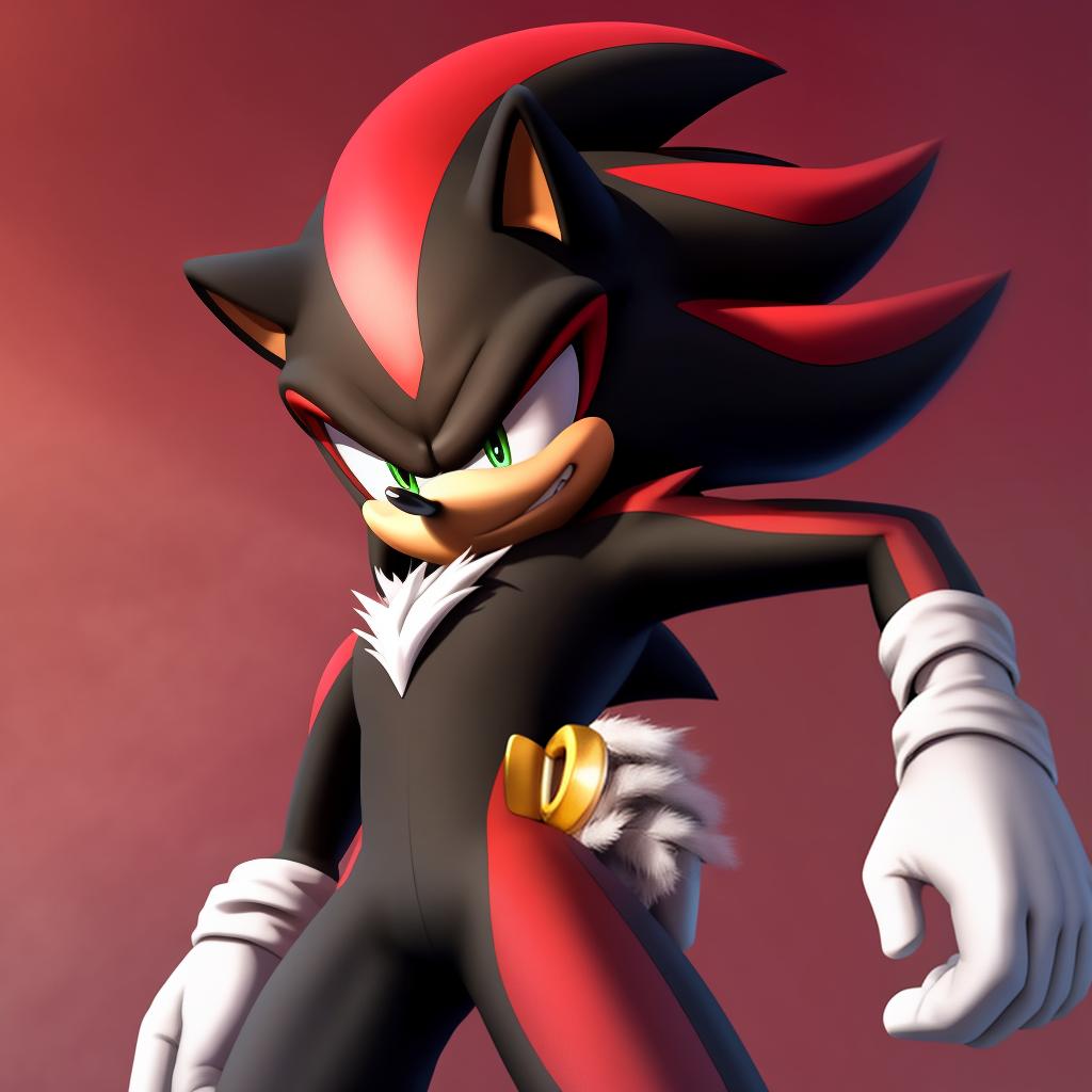  Angry Shadow the hedgehog (sega) (full shadow the hedgehog body) (sonic prime) wearing shadow the hedgehog white gloves, fists, open eyes, digital art, masterpiece, 4k, fine details,