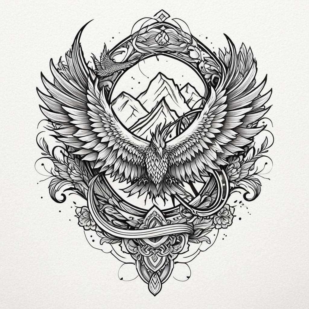  dragon and phoenix,(tattoo), tattoo design