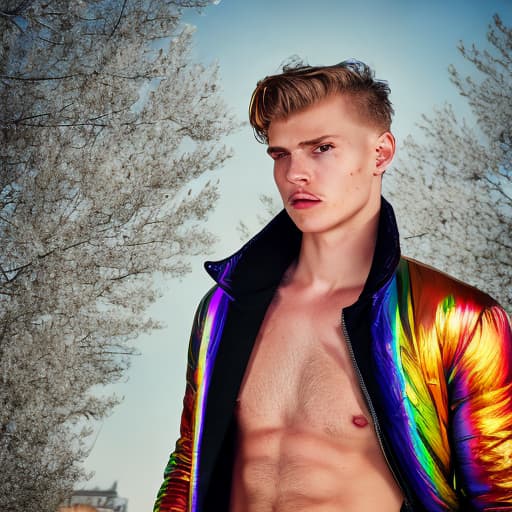 portrait+ style Russian LGBT queer fashion model blonde hunk dude face