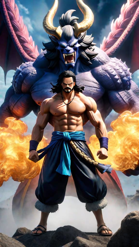  an anime art of kaido from one piece in his dragon form, unleashing a powerful boro breath attack. hyperrealistic, full body, detailed clothing, highly detailed, cinematic lighting, stunningly beautiful, intricate, sharp focus, f/1. 8, 85mm, (centered image composition), (professionally color graded), ((bright soft diffused light)), volumetric fog, trending on instagram, trending on tumblr, HDR 4K, 8K