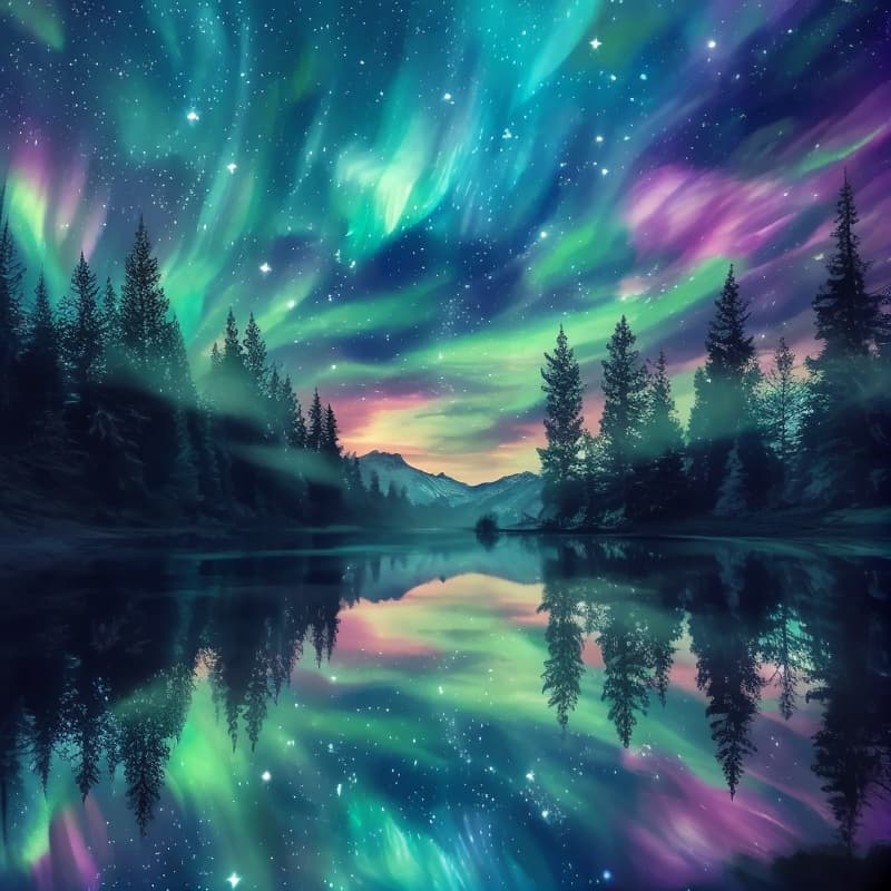  masterpiece, best quality, beautiful aurora reflected in water