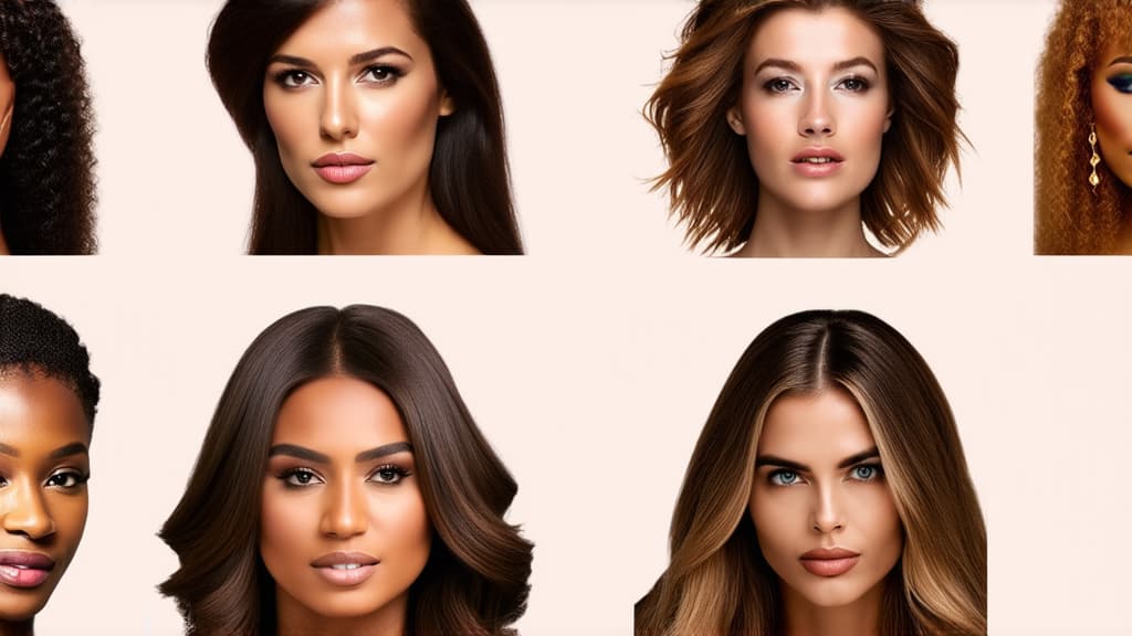  different beauty. set of different female heads on light background. different races and nationalities. ar 16:9, (natural skin texture), highly detailed face, depth of field, hyperrealism, soft light, muted colors