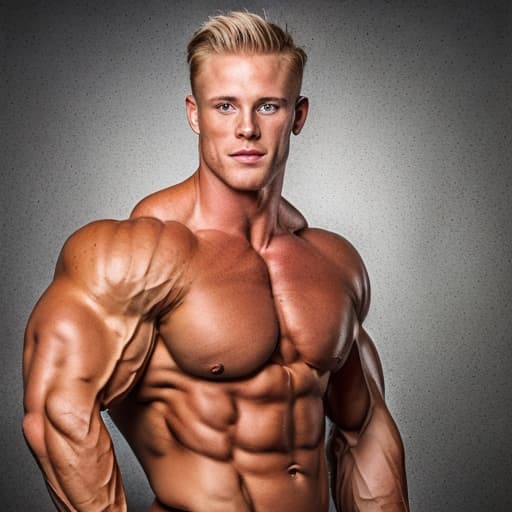 portrait+ style IFBB star bodybuilder queer blonde hunk dude face