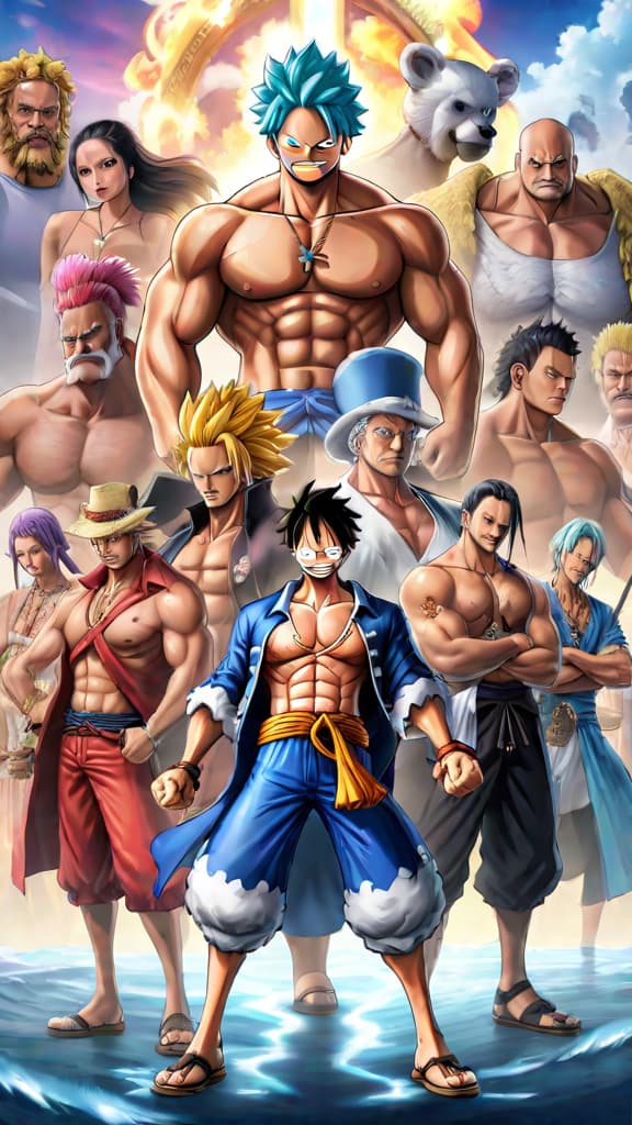  create an anime art of the five elders from "one piece" showing their fear of the d. clan. hyperrealistic, full body, detailed clothing, highly detailed, cinematic lighting, stunningly beautiful, intricate, sharp focus, f/1. 8, 85mm, (centered image composition), (professionally color graded), ((bright soft diffused light)), volumetric fog, trending on instagram, trending on tumblr, HDR 4K, 8K