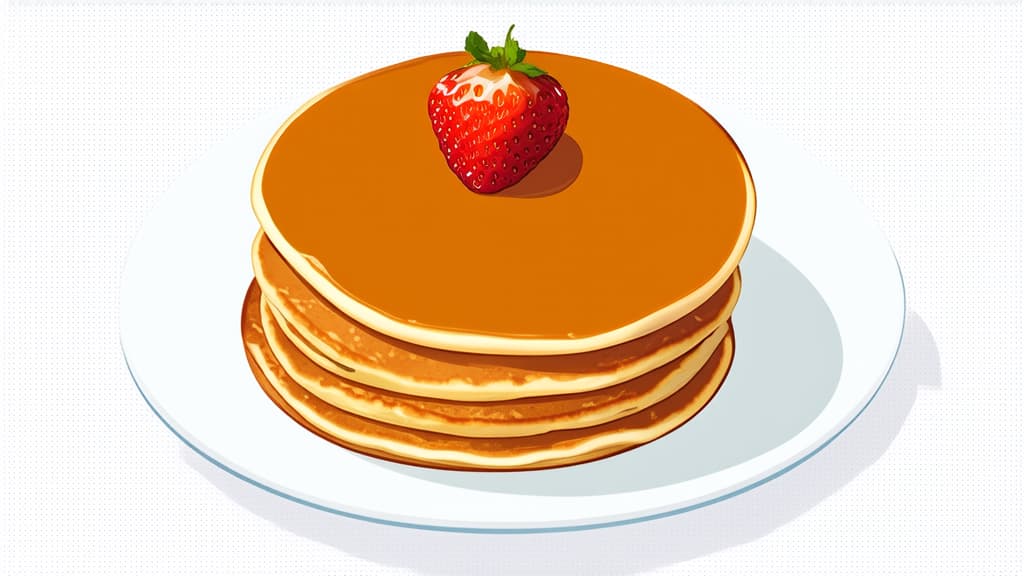  flat illustration, flaticon, (illustration:1.15), pancakes on a white background ar 16:9, [cory loftis, strobist, pascal campion :: 0.2]