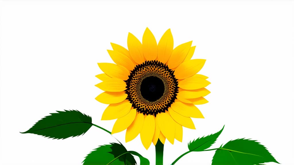  flat illustration, flaticon, (illustration:1.15), sunflower on a white background ar 16:9, [cory loftis, strobist, pascal campion :: 0.2]