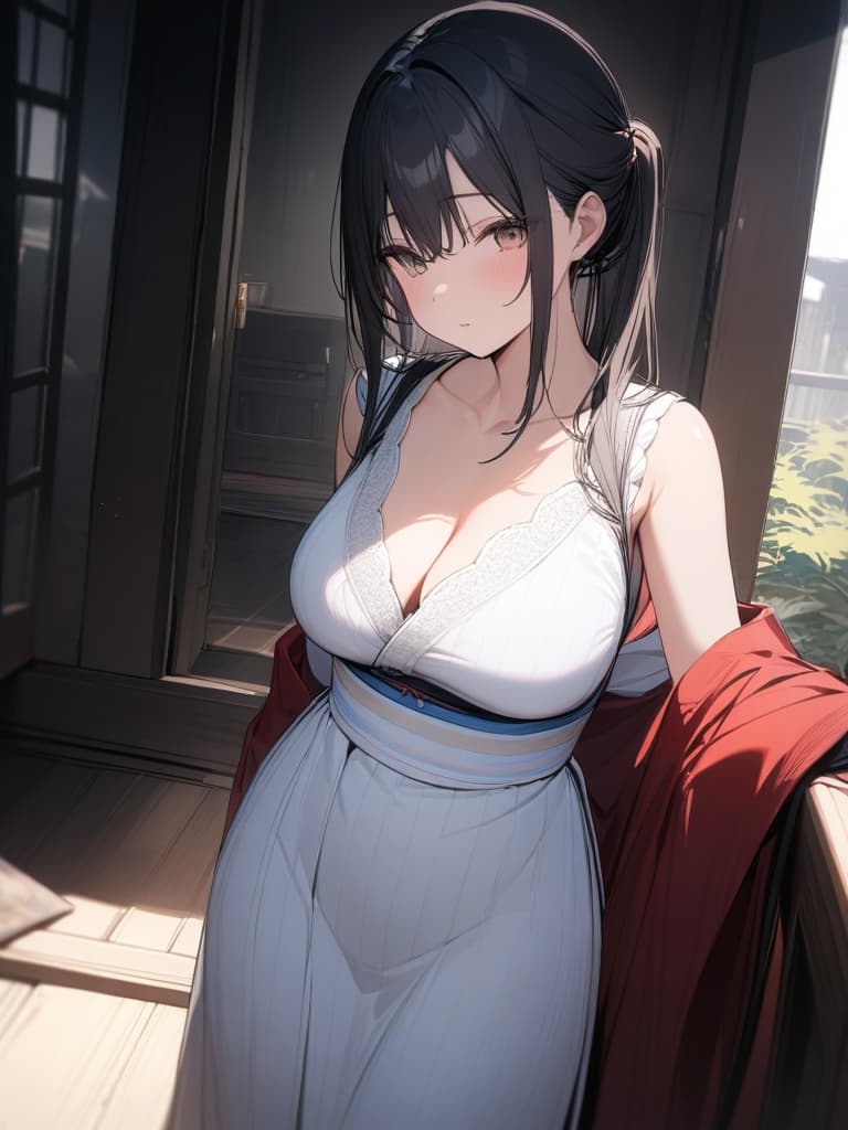  a young japanese woman with a big that seems to be cute, cute, cute, a kimono, a young japanese woman with a plump bust, black hair, 9 months ., masterpiece, best quality,8k,ultra detailed,high resolution,an extremely delicate and beautiful,hyper detail