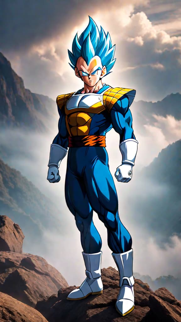  anime art: vegeta's soul scar from frieza's betrayal and his people's annihilation. hyperrealistic, full body, detailed clothing, highly detailed, cinematic lighting, stunningly beautiful, intricate, sharp focus, f/1. 8, 85mm, (centered image composition), (professionally color graded), ((bright soft diffused light)), volumetric fog, trending on instagram, trending on tumblr, HDR 4K, 8K