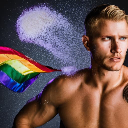 portrait+ style gladiator LGBT queer actor blonde hunk dude face