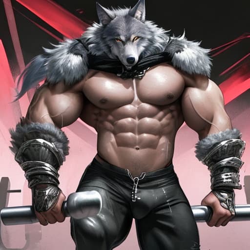   wolf queer muscle hunk dude workout