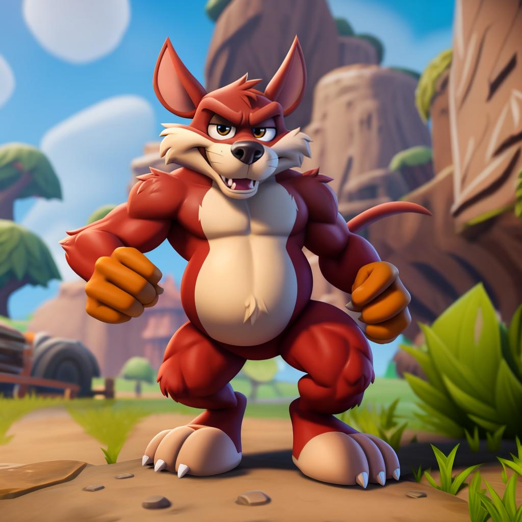  Taz the Tasmanian devil (looney tunes, Fortnite), full body, open eyes, masterpiece, 4k, fine details,