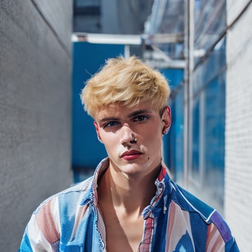 portrait+ style Russian LGBT queer dancer blonde hunk dude face