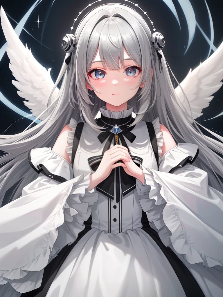  cute, angel, subculture, gray hair, moe sleeve, odd eye, masterpiece, best quality,8k,ultra detailed,high resolution,an extremely delicate and beautiful,hyper detail