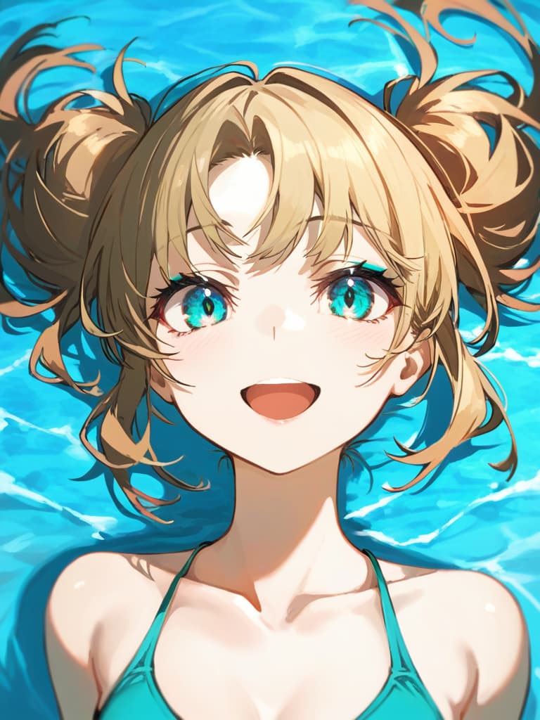  ultra detailed:1.2,masterpiece:1.2,best quality,masterpiece,bestquality,hdr:1.1,8k:1.1,very cute girl:1.3,(aqua color,sports ,swimwear:1.6),(standing:1.5) ,smile:1.4 ,(blonde hair,twin tail,drill hair:1.3) ,upper body:1.3,dutch angel:1.5,open mouth,(upside down:1.7)(from above:1.1)((eyes highlight:1.1))