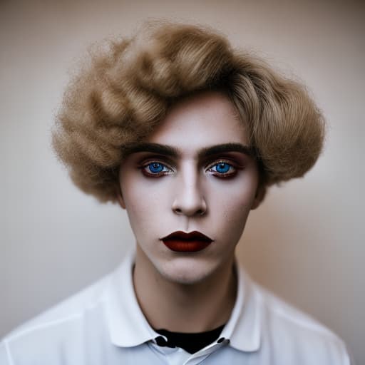 portrait+ style Russian LGBT queer makeup blogger blonde hunk dude face