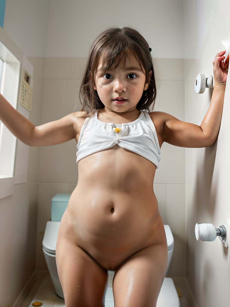  girl in poo, first grader, toilet, looking at my stomach, masterpiece, best quality,8k,ultra detailed,high resolution,an extremely delicate and beautiful,hyper detail