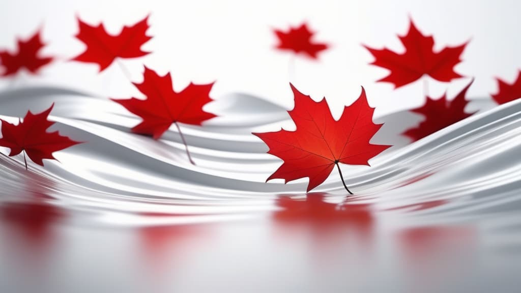  Abstract flowing waves with red maple leaves on white background ar 16:9 high quality, detailed intricate insanely detailed, flattering light, RAW photo, photography, photorealistic, ultra detailed, depth of field, 8k resolution , detailed background, f1.4, sharpened focus