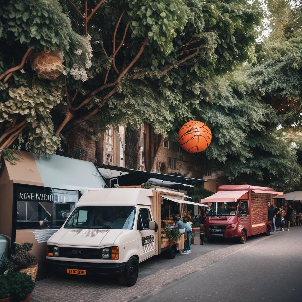  food truck dans un bus avc le thème du basket ball, profile image style