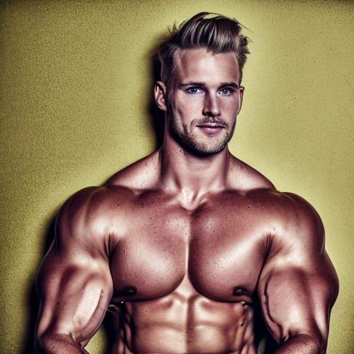 portrait+ style Swedish LGBT queer bodybuilder blonde hunk dude face