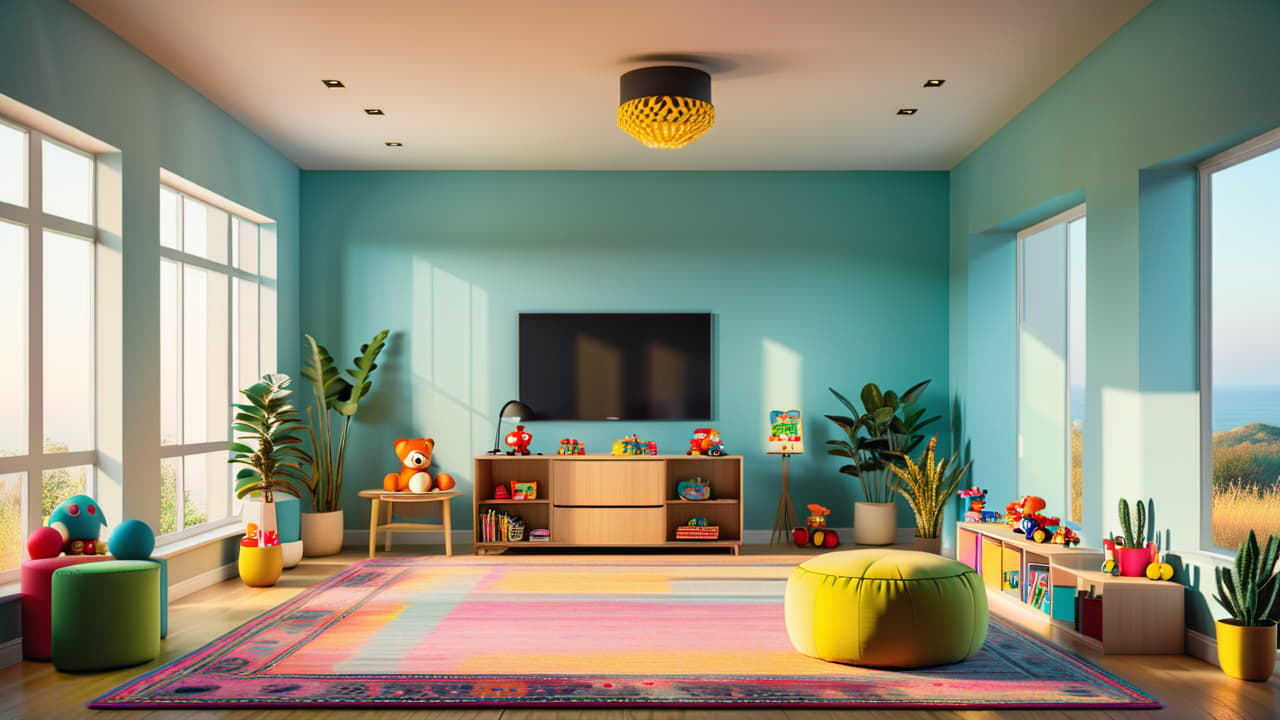  a serene, sunlit playroom filled with eco friendly toys made from safe, colorful bioplastics. soft textures, gentle curves, and natural hues create a warm atmosphere, with plants in the background enhancing the organic feel. hyperrealistic, full body, detailed clothing, highly detailed, cinematic lighting, stunningly beautiful, intricate, sharp focus, f/1. 8, 85mm, (centered image composition), (professionally color graded), ((bright soft diffused light)), volumetric fog, trending on instagram, trending on tumblr, HDR 4K, 8K