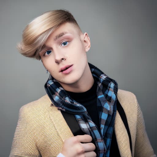 portrait+ style Russian LGBT queer YouTube personality blonde hunk dude face