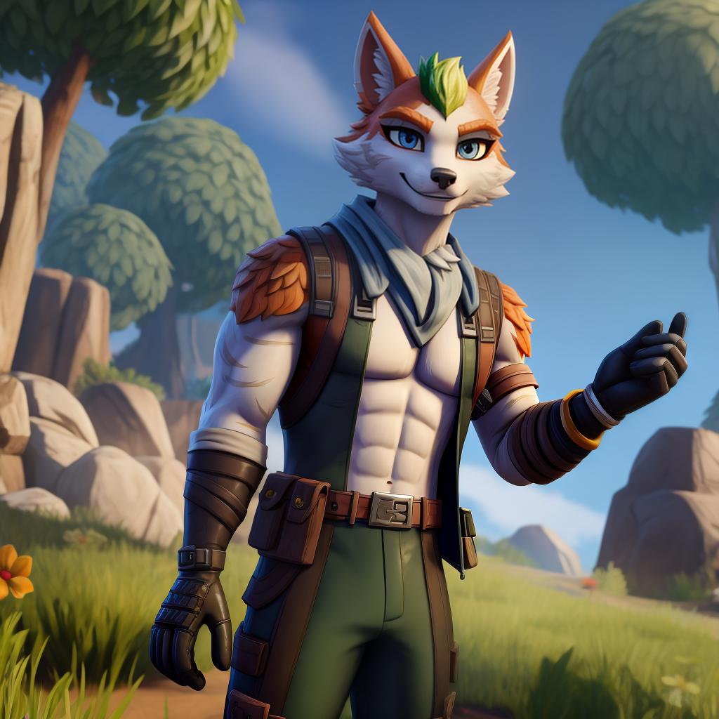  Hunter (fortnite) full body, gloves, hunter body, gay, open eyes, masterpiece, 4k, fine details,