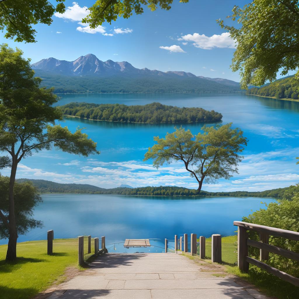  masterpiece, best quality, blue sky upon a lake in the morning, no horizon visible