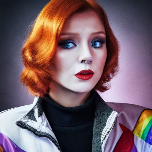 portrait+ style Russian LGBT queer comedy actress ginger female face